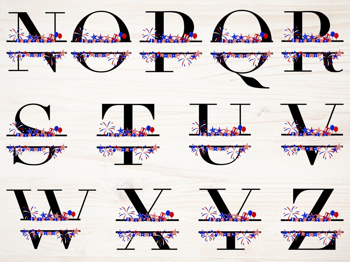 4th of July Letters Monogram SVG, American SVG Monogram, 26 Monogram ...