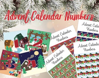 Adventskalender Zahlen, Zahlen zum Ausdrucken, Weihnachten Countdown, Weihnachtskalender Zahlen, DIY-Adventskalender, Adventskalender Kinder