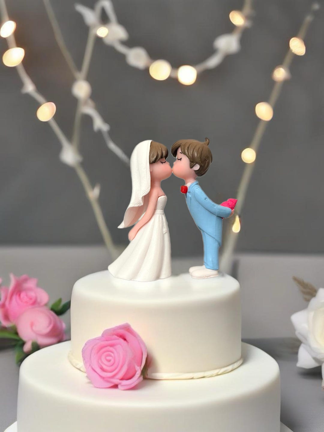 2 Pcs Cute Bride and Groom Wedding Figurine | Cute Wedding Couple ...