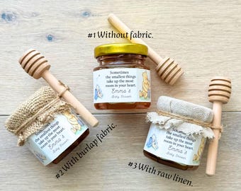 10 honey jars Classic Winnie the Pooh Baby Shower, Pooh Bear Baby Shower Favors, Mini Honey Jar Favors, Pooh's Honey Pot, Winnie the Pooh