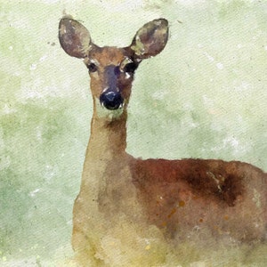 Alert Doe - Watercolor Print and Wall Art, Digital Download, Printable Wall Art - G-11142022