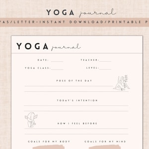 Daily Yoga Journal | Yoga Planner | Printable Journal | Wellness Journal | Zen Planner | Happy Planner | Boho | Cute | Digital Journal | PDF