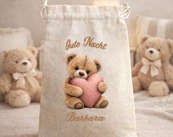 Personalized Teddy Bear Drawstring Bag With Custom Text And Name For Everyone - Unisex