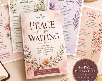 Waiting on God Devotional for Women, 30-Day Christian Anxiety Journal, Trusting God Printable PDF