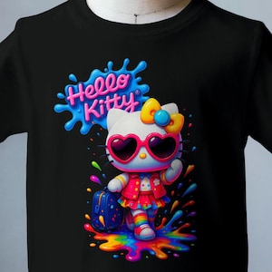 Maglietta colorata Hello Kitty Splash 3D con stile InkVibes