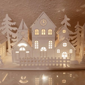 3D Christmas Wooden Village with LED Lights