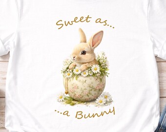 Kids Sweet as a Bunny T-Shirt, Easter Shirt for Women and Kids, Spring Floral Top