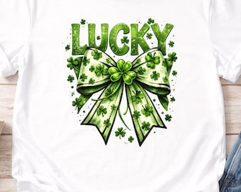 Lucky Bow T-Shirt • Coquette St Patricks Day • Green Ribbon Shamrock Tee • Trendy Irish Gifts