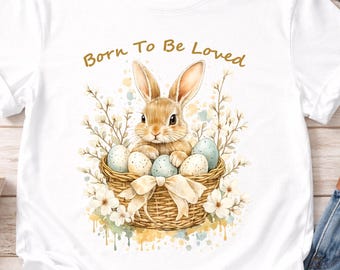 Bunny Easter T-Shirt For Kids, Watercolor Rabbit, Spring Family Matching