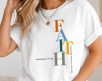 Women’s Oversized Christian T-Shirt, Faith Can Move Mountains, Matthew 17:20 Tee