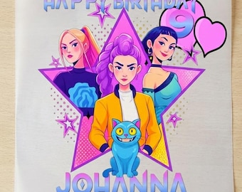Personalized HUNTRIX Anime Birthday Graphic DTF Transfer With Name/Age - Ready To Press