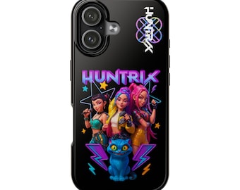 HUNTRIX Pop Star Trio Phone Case | Colorful Girl Band, Cat Mascot