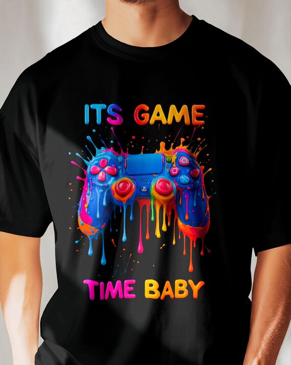 Neon Splash 3D Gamers "its Game Time" T-Shirt For Youth And Adult (UNISEX)