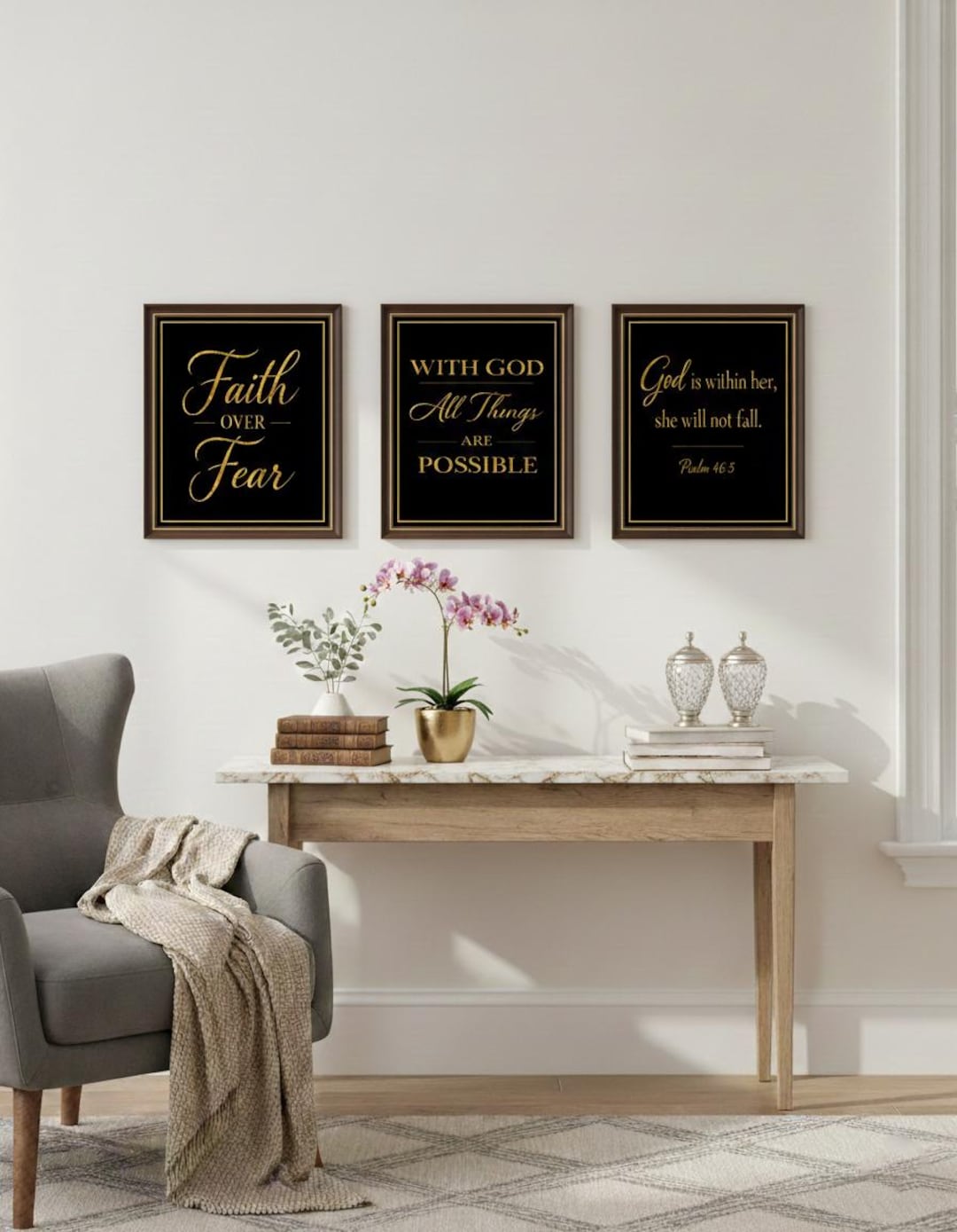 Christian Wall Art Set • Bible Verse Digital Prints • Vintage Botanical ...