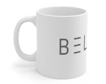 Motivational Believe mug | Minimal typographic inspirational coffee cup