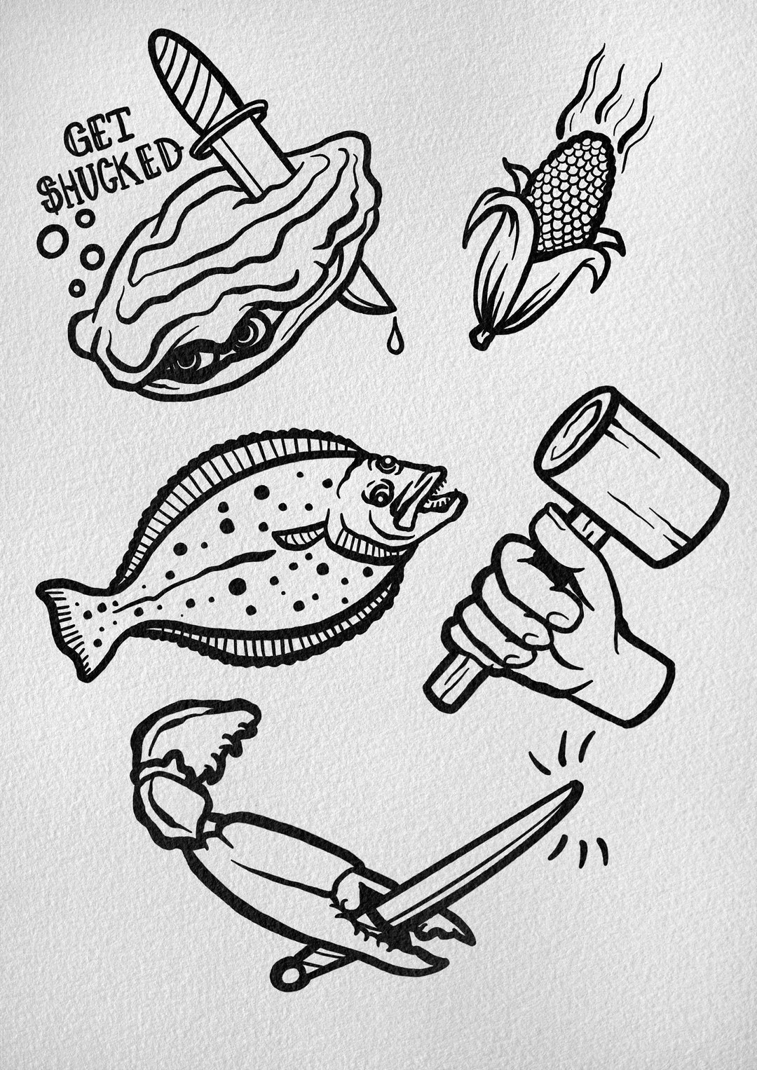 Baltimore Maryland Style Tattoo Flash Sheet Etsy
