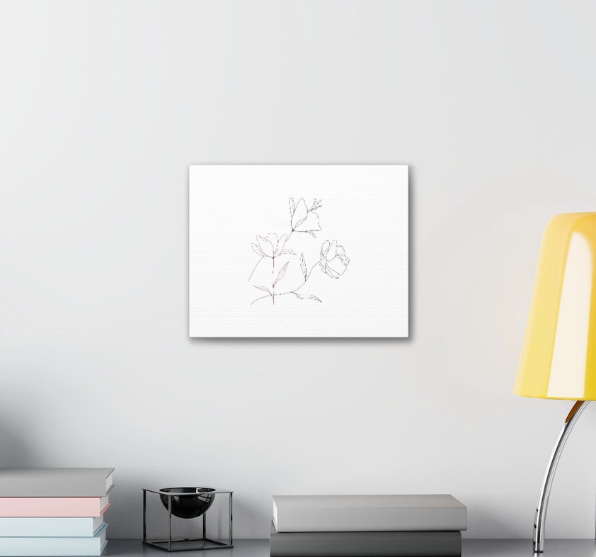 Minimal Drawn Flowers Wall Art - Etsy
