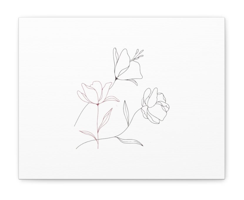 Minimal Drawn Flowers Wall Art - Etsy