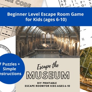 Printable Escape Room Game Kit with Museum Theme for Kids