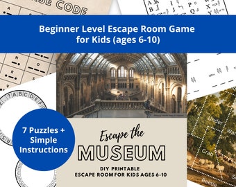 Printable Escape Room Game Kit with Museum Theme for Kids