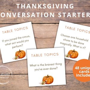 Dinner Table Conversation Starter Cards (printable)