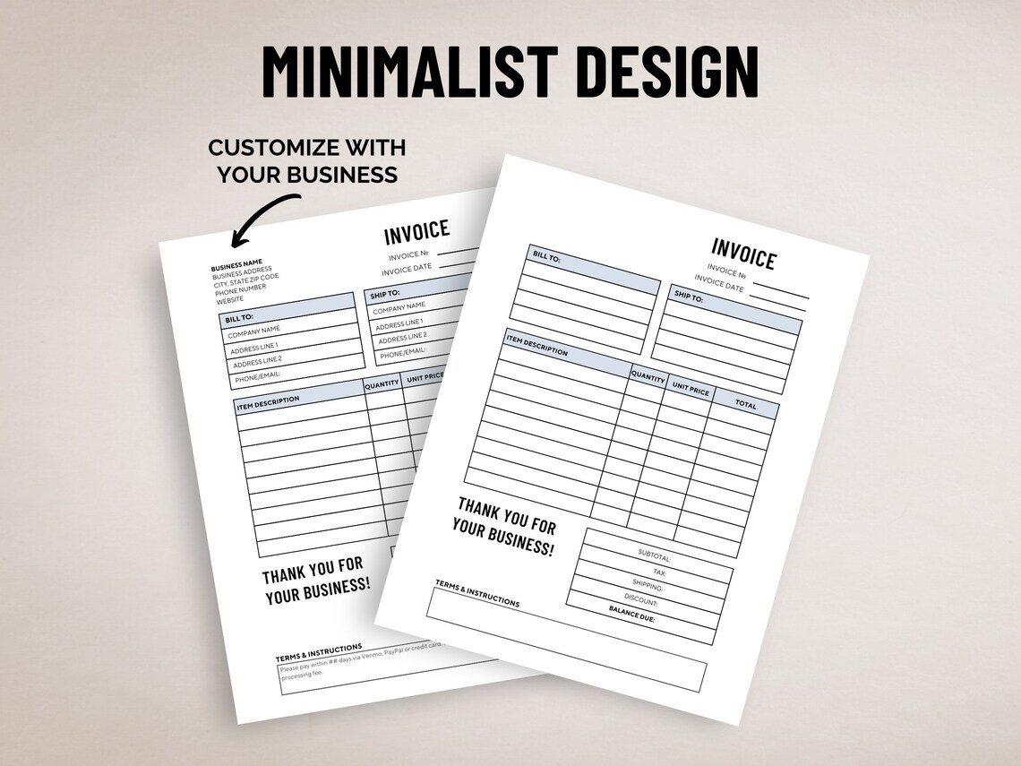 Invoice Template; Editable Invoice; Fillable Invoice; Editable PDF ...