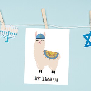 Carte de Hanoucca, carte de fête juive, carte de joyeux llamoukka, carte postale de lama, carte de dernière minute de Hanoucca