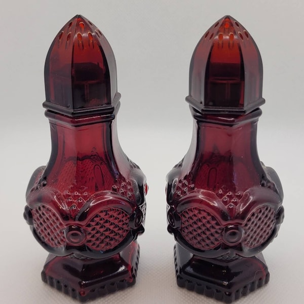 Ruby Red Glass Salt and Pepper Shakers - Etsy