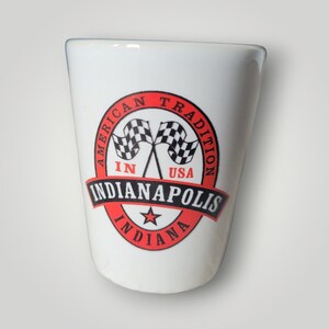 Indianapolis Indiana Shot Glass White Ceramic