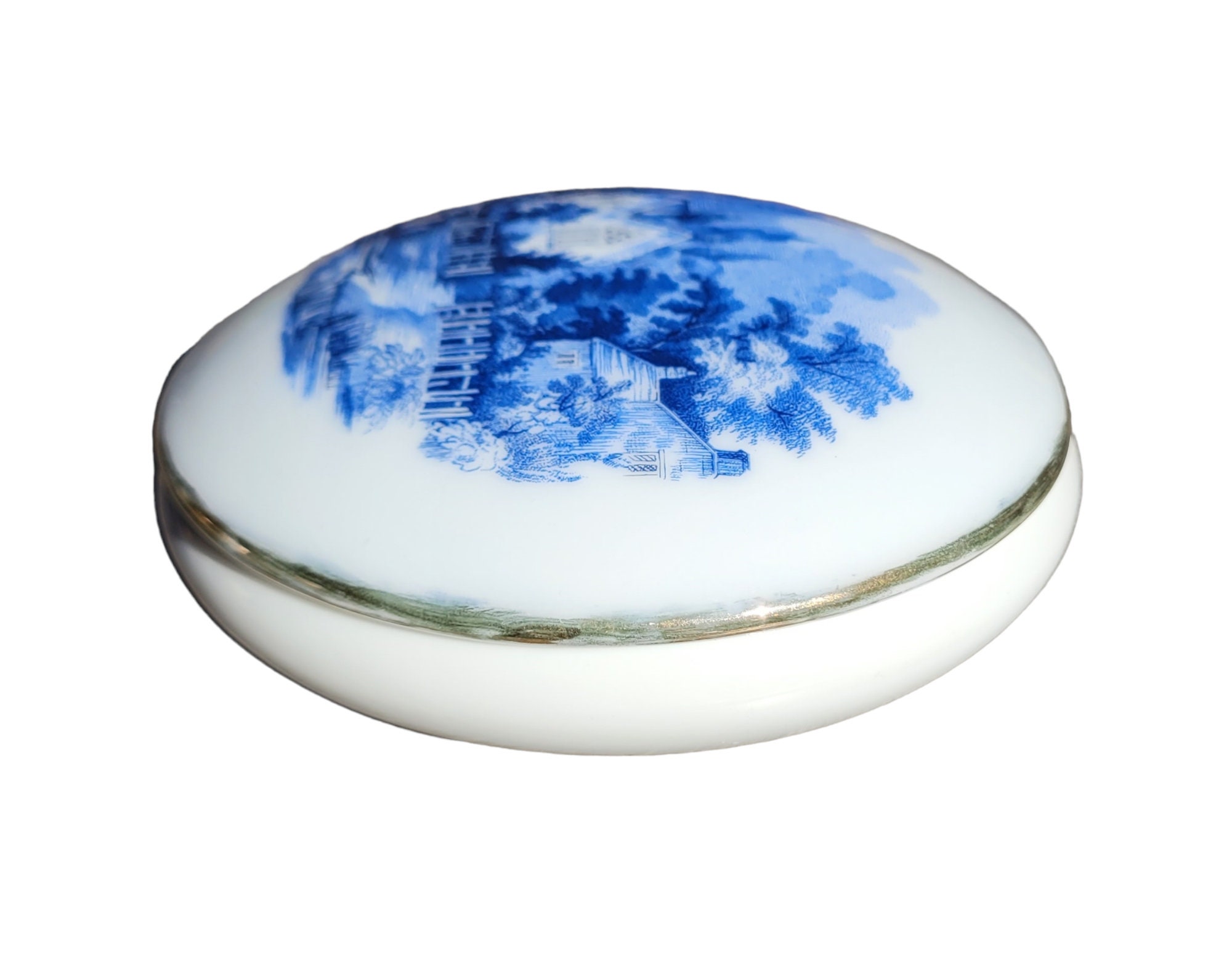 美しい陶器の青と白の丸いボウル（蓋付き） - Etsy 日本