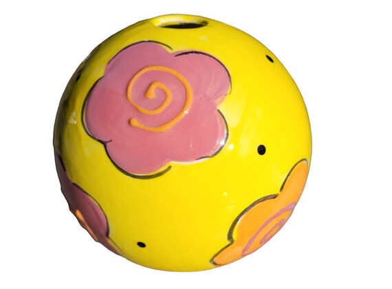 Leuchtend gelbe Blumen Keramik Kugel Knospe Vase