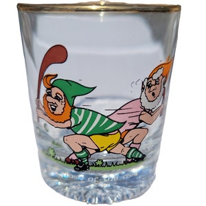 Irish Hockey Cute Funny Humorous Gold Rimmed Short Shot Glass