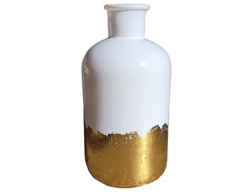 Dipped White Gold Glass Bottle Vase