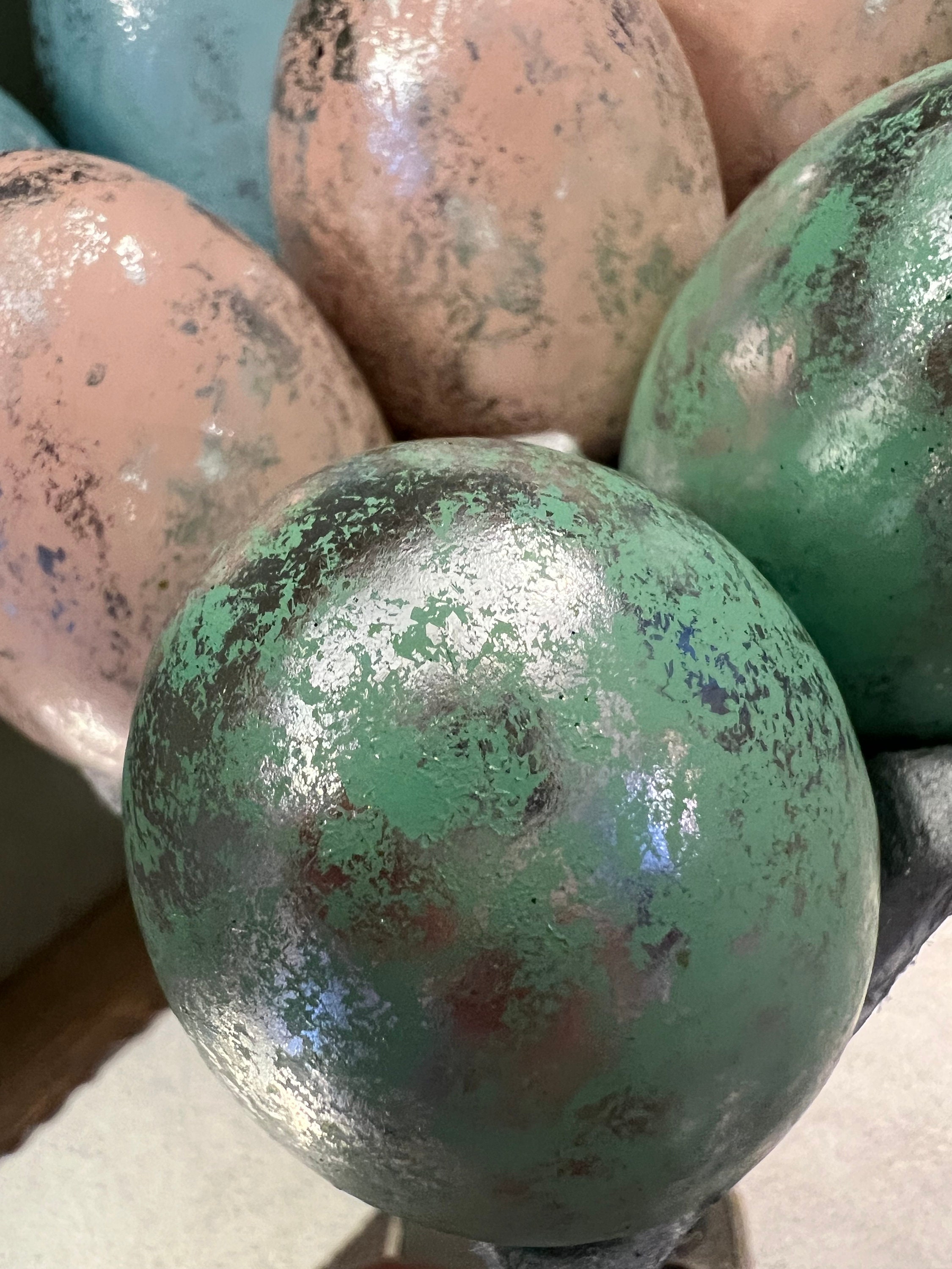 Set of 12 Silver Leaf/foil Pastel Colors Faux Easter Eggs Deco