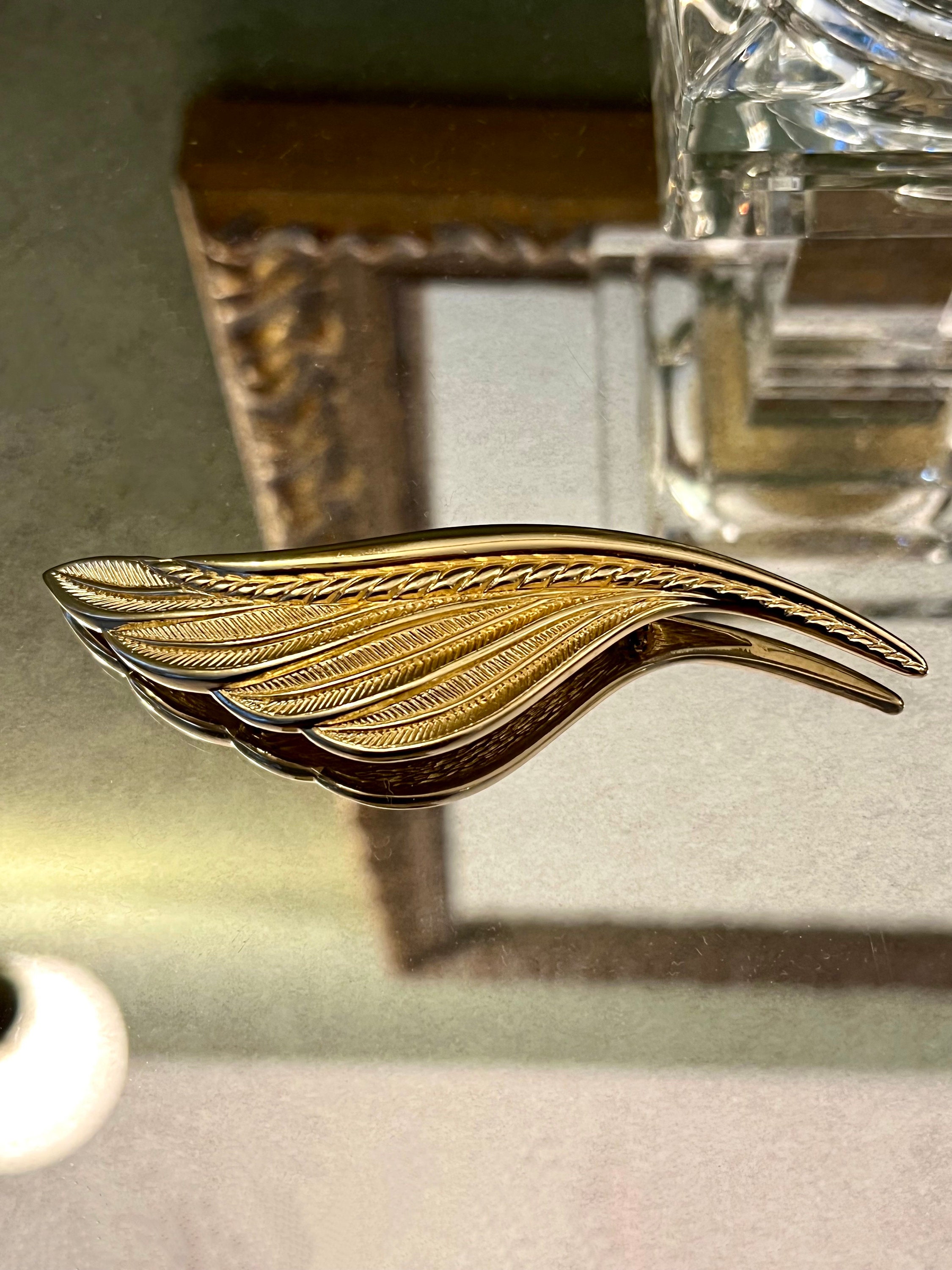 Vintage Dior Gold-tone Feather Brooch, Authentic Dior Brooch