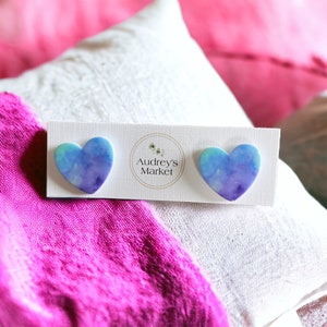 Clay Stud Earrings, Heart Earrings, Valentines Day Gift for Friend, Galentines Day Gift, Stud Heart Earrings, Galentines Gift for Her