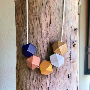 Geometric Necklace: Modern Statement Jewelry, Personalized Wooden Geometric Pendant for Her And Unique Gift Idea