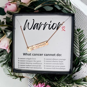 Breast Cancer Survivor Gift, Cancer Support Gift, Gift for Cancer Patient, Fight Cancer Necklace, Dainty Bar Necklace