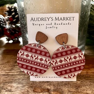 Christmas Tree Earrings, Wood Christmas Earrings, Hostess Gift, Hostess Gift Ideas, Secret Santa Gift For Women, 3 Styles