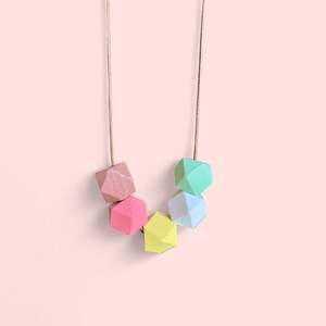 Womens Unique Necklace, Colorful Necklace, Gift For Her, Mothers Day Gift, Statement Necklace, Geometric Wooden Beads, Gift For Her