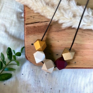 Womens Unique Necklace, Colorful Necklace, Gift For Her, Mothers Day Gift, Statement Necklace, Geometric Wooden Beads, Gift For Her