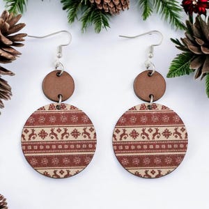 Christmas Tree Earrings, Wood Christmas Earrings, Hostess Gift, Hostess Gift Ideas, Secret Santa Gift For Women, 3 Styles, Dangle Earrings