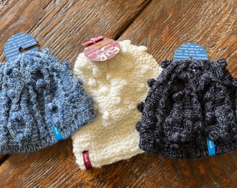 Chunky Knit Beanie, Fleece-Lined Yarn Hat, Boho Style