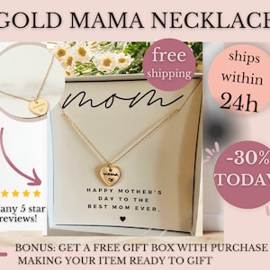 Gold Mama Necklace, Mama Necklace, Gold Heart Necklace, Mothers Day, Engraved Necklaces, First Mothers Day Present