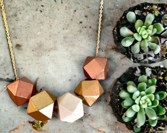 Collier géométrique de perles en bois, bijoux tendance colorés