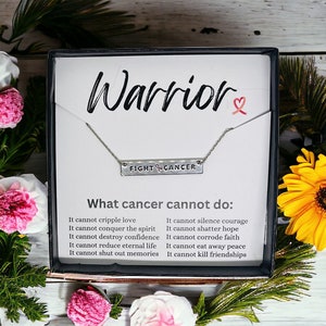 Borstkankerketting, kankerketting, kankercadeaus voor vrouwen, Cancer Fighter, Cancer Survivor, Cancer Awareness, GRATIS geschenkdoos met kaart