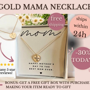 Regalo per la festa della mamma dalla figlia, pronto da regalare, gioielli per la festa della mamma, collana minimalista in oro, collana con incisione a cuore con biglietto + scatola gratuita