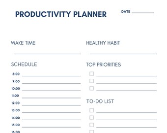 PDF Digital Printable Productivity Day Planner