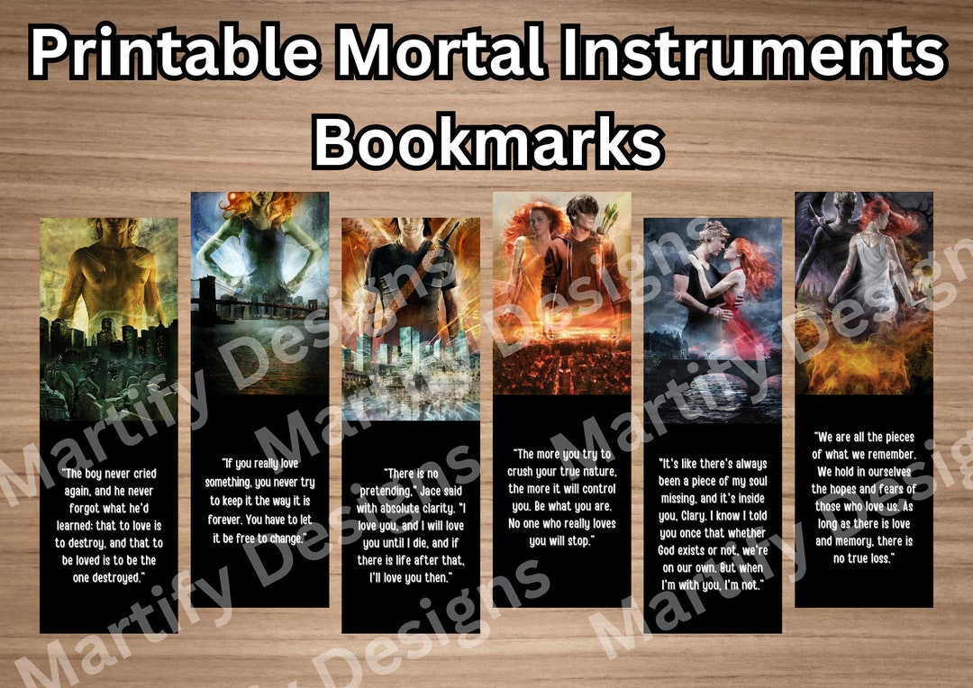6 Printable Bookmarks Inspired by the Mortal Instruments - Etsy