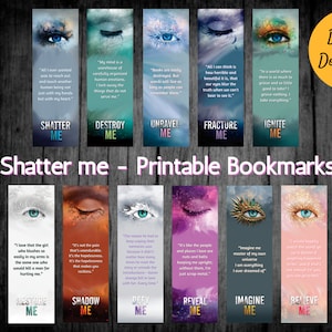 11 Printable Bookmarks inspired by The Shatter Me series by Tahereh Mafi | Instand Download | Print and Cut | BookTok | Digital